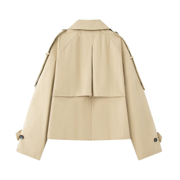 Damen Kurz geschnittener Trench mit kastiger Silhouette, Schulterpatten und breiten Manschetten Echo Archiv