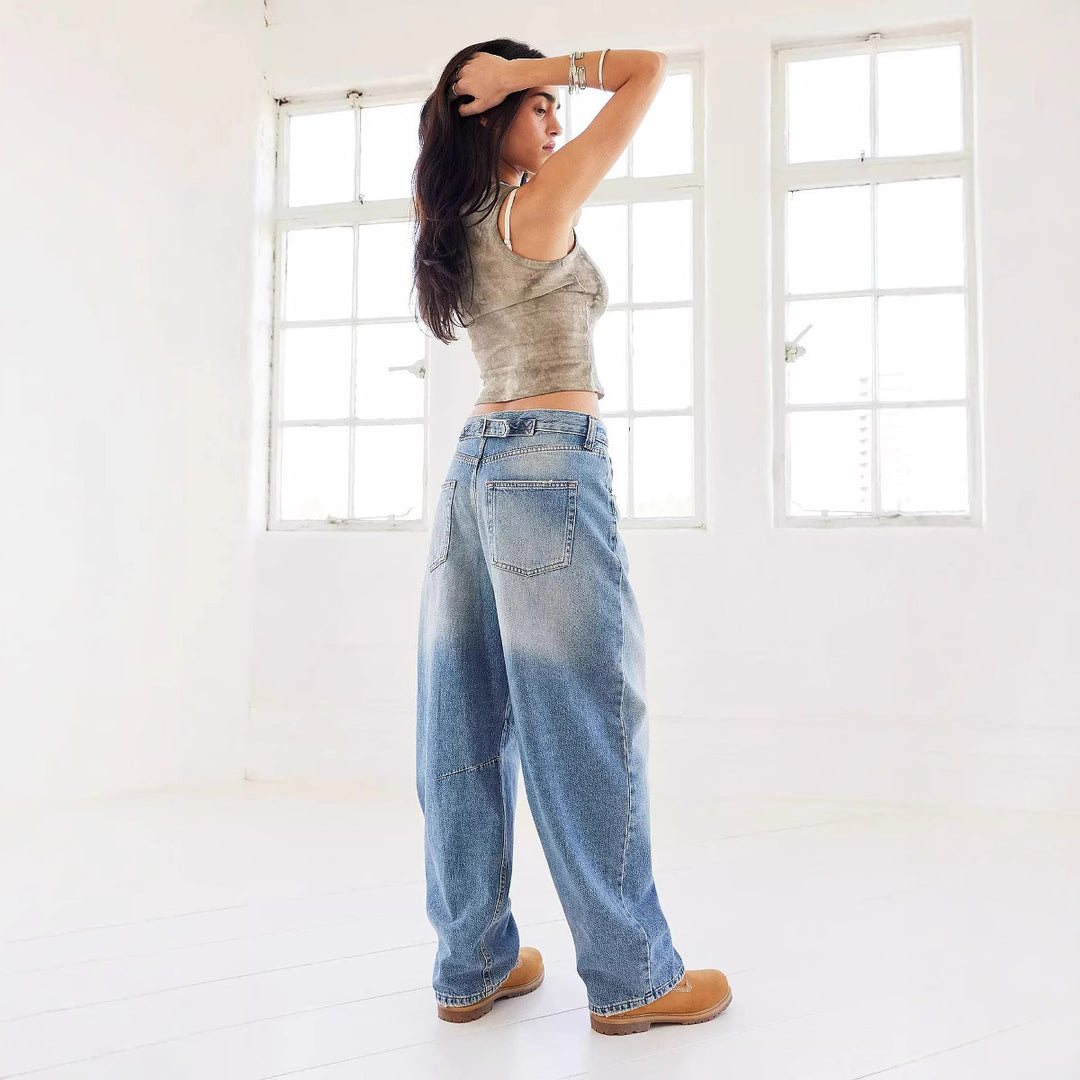 Damen nan weite tiefsitzende Baggy-Jeans mit Knie-Paneelen und entspannter Passform Echo Archiv