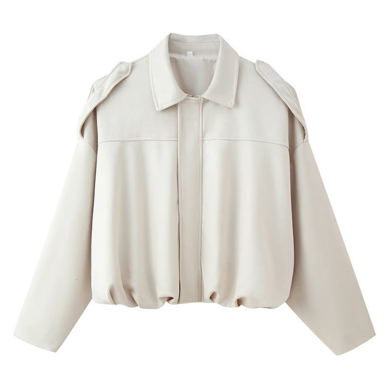 Damen Kurzgeschnittene Oversize Blousonjacke mit Schulterklappen – Célinea