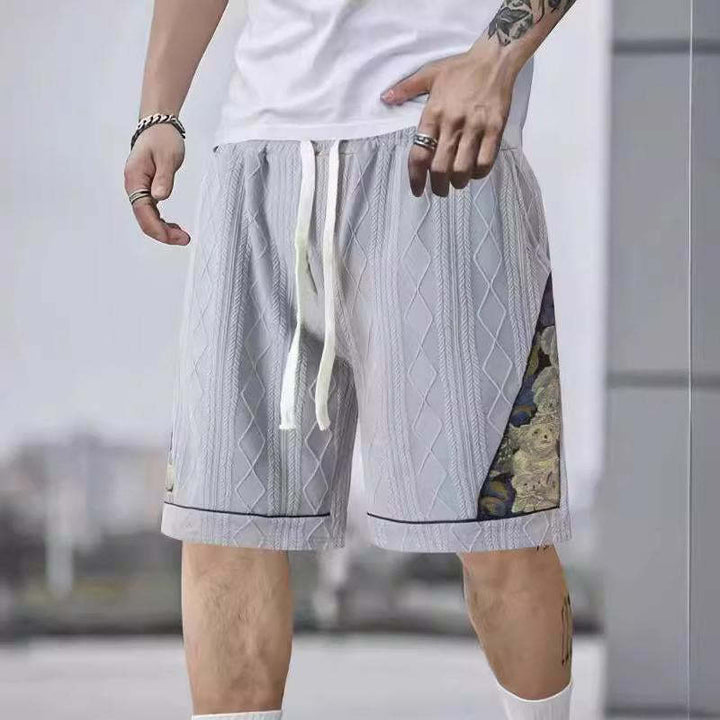 Herren lässige Sport-Shorts mit kunstvollen seitlichen Anwendungen und elastischem Bund Echoarchiv