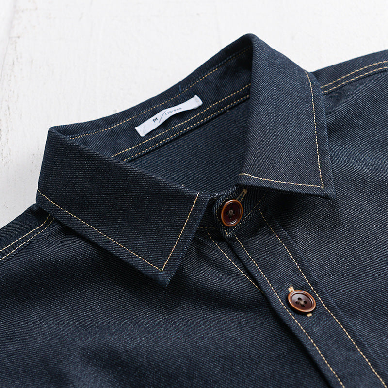 Herren Denim-Overshirt mit aufgesetzter Brusttasche und Kontrastnähten Echoarchiv