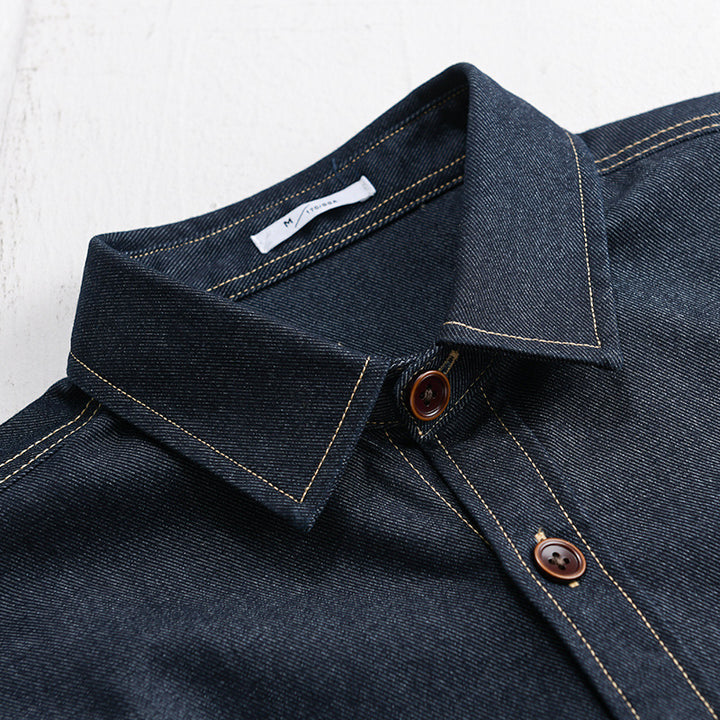 Herren Denim-Overshirt mit aufgesetzter Brusttasche und Kontrastnähten Echoarchiv