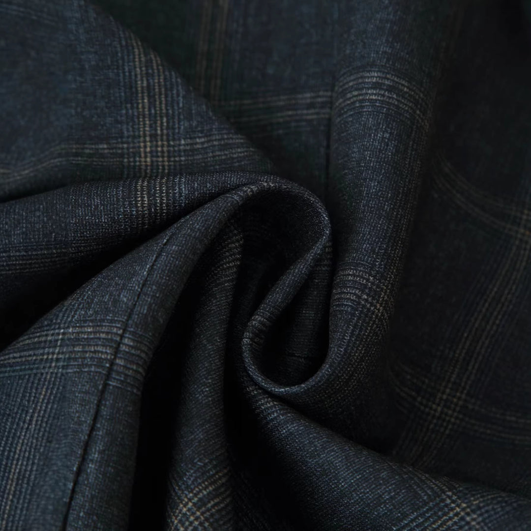 Damen Gerade geschnittener Glencheck-Blazer mit Stehkragen und Pattentaschen Echoarchiv
