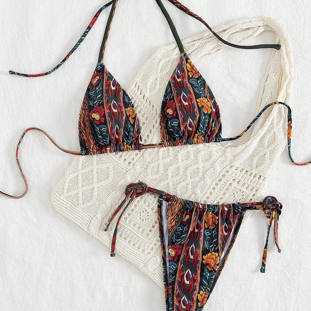 Damen Triangel-Bikini mit floralem Muster Echo Archiv