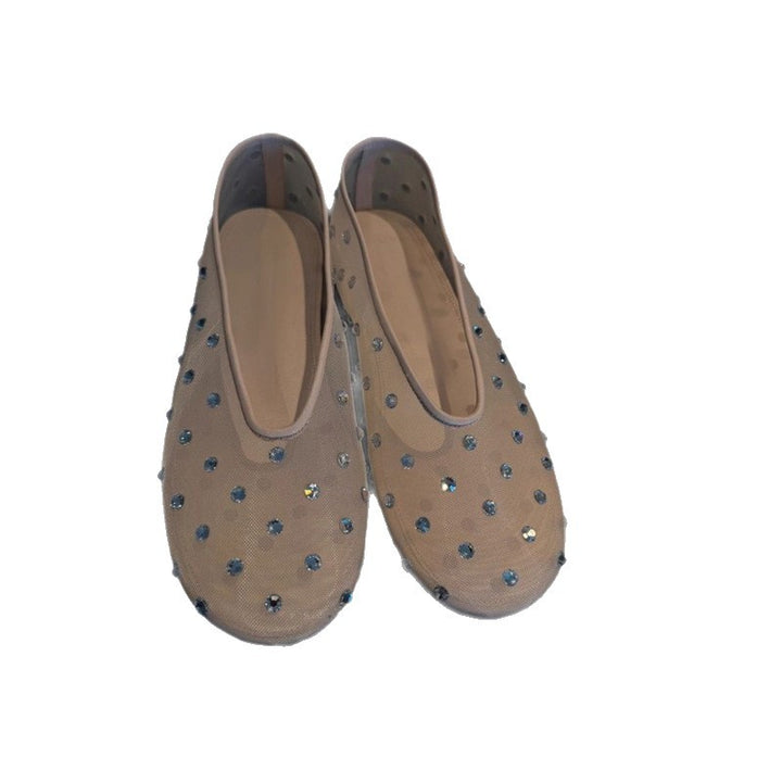 Damen Transparente Mesh‑Ballerinas mit funkelnden Strassapplikationen Echo Archiv