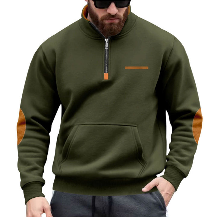 Herren Kapuzenpullover mit halbem Reißverschluss und farblichen Akzenten Echoarchiv