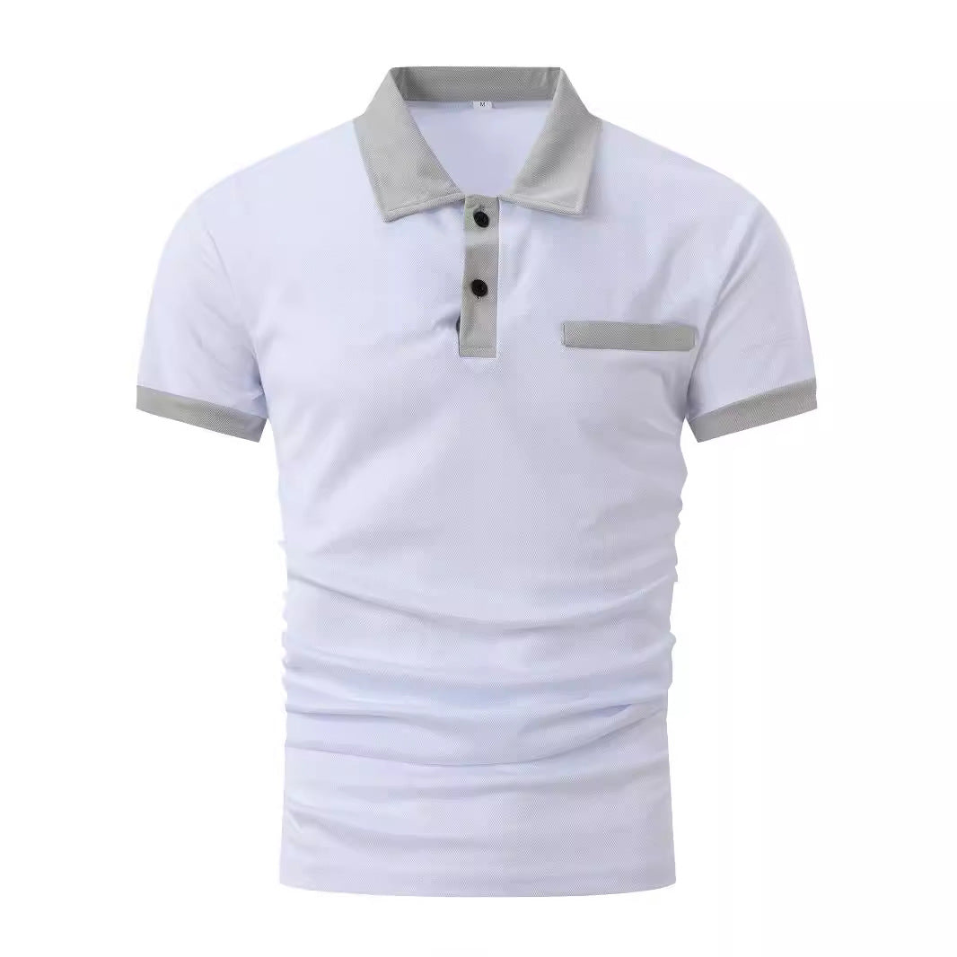 Herren modisches Kurzarm-Polohemd mit kontrastierenden Karodetails und komfortablem Schnitt Echoarchiv