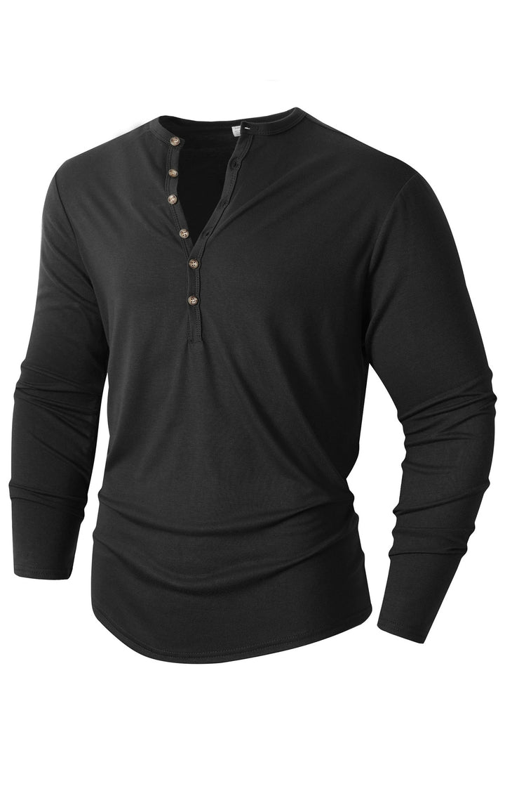 Herren Langarm Henley-Shirt mit Knopfleiste und weichem Baumwollmix Echoarchiv