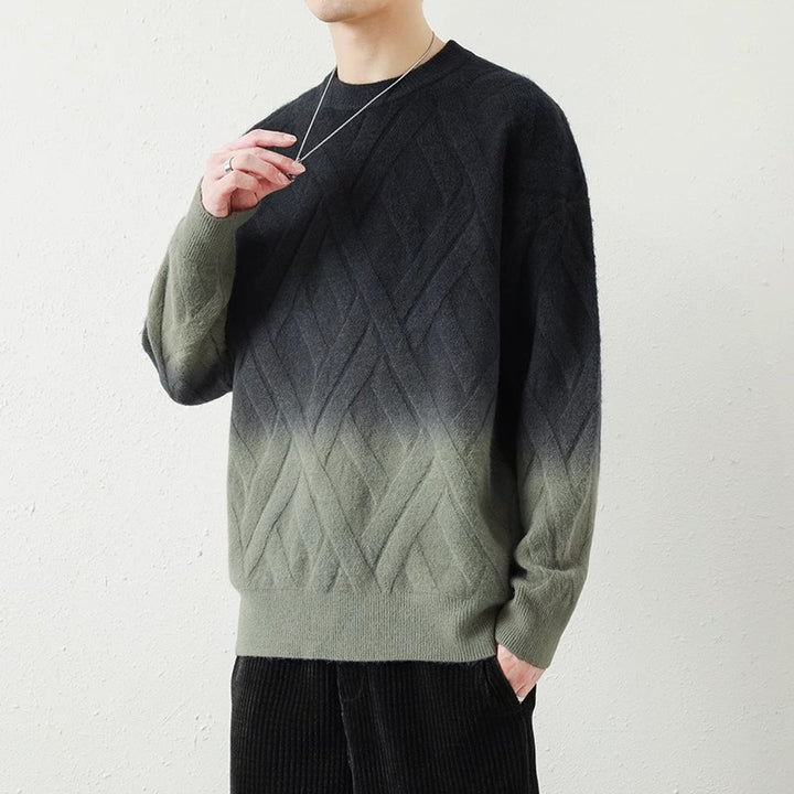 Herren Gemusterter Strickpullover mit modischem Farbverlauf Echoarchiv