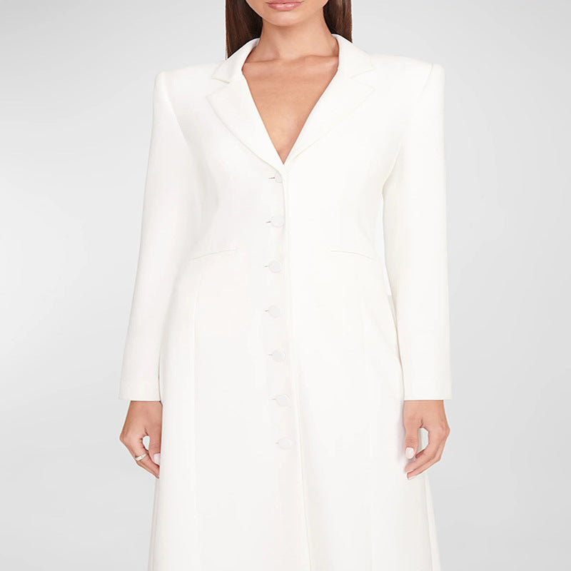 Damen Abendliches Maxikleid‑Blazer mit schlanker Silhouette, Korsettnaht und elegantem Frontschlitz Echoarchiv