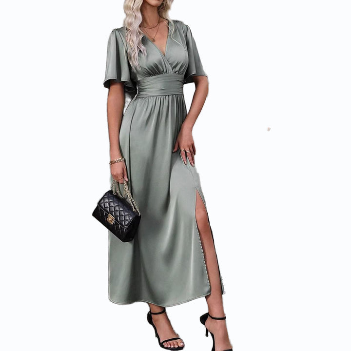 Damen Maxikleid mit elegantem V-Ausschnitt und fließenden Ärmeln Echo Archiv
