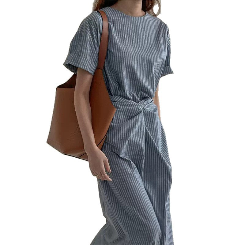 Damen Zweiteiliges Lounge-Set mit Knotenbund und weitem Bein – Élanora