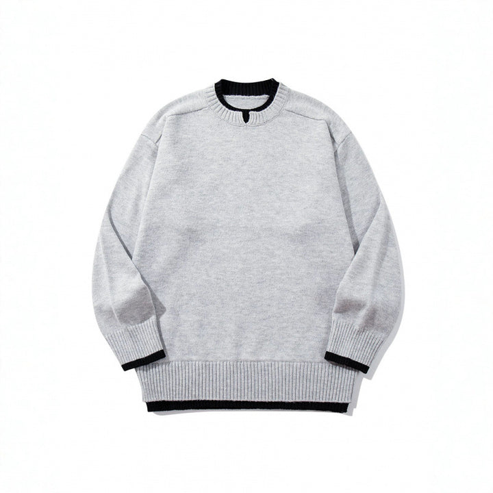 Unisex Relaxed-Fit Feinstrick-Pullover mit Kontrastbündchen und verlängertem Rippenbund Echo Archiv