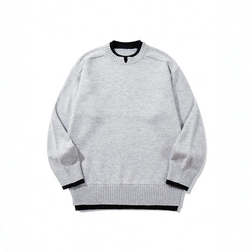 Unisex Relaxed-Fit Feinstrick-Pullover mit Kontrastbündchen und verlängertem Rippenbund Echo Archiv