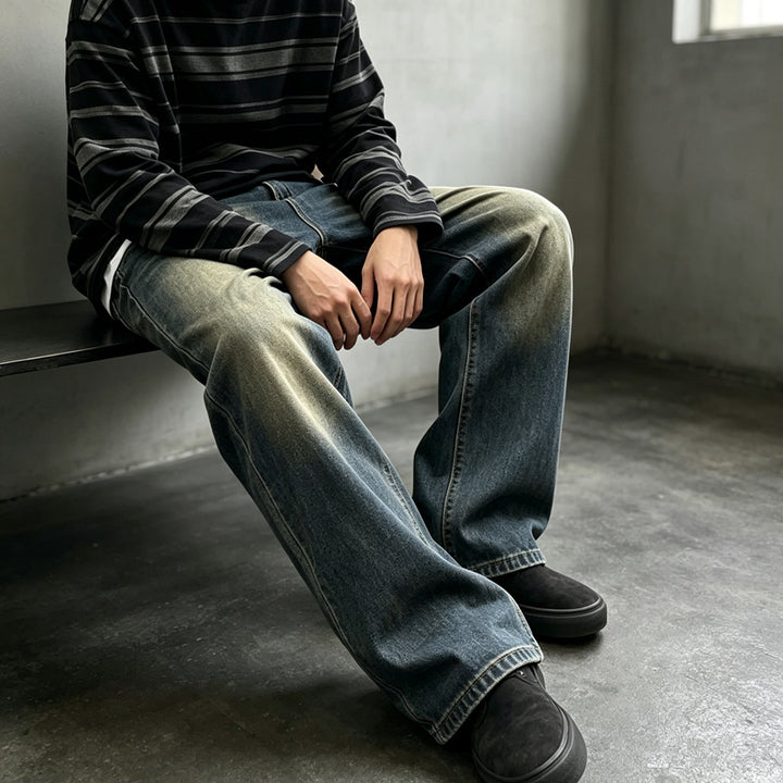 Herren Bequeme Schnitt Jeans im Used-Look Echoarchiv
