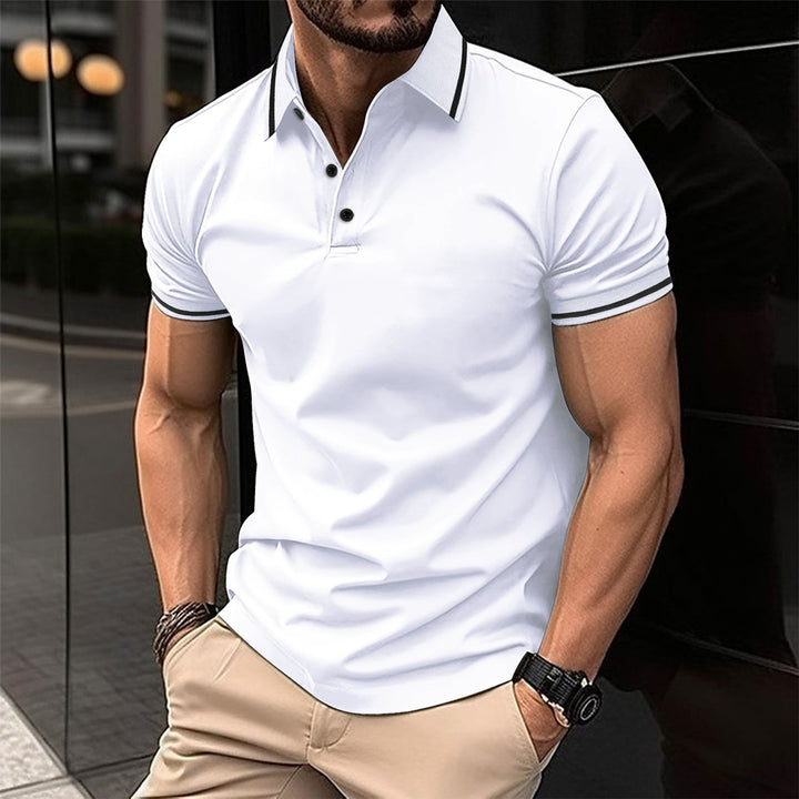 Herren Elegantes Polohemd mit dekorativen Kontrastdetails und atmungsaktiver Stoffqualität Echoarchiv