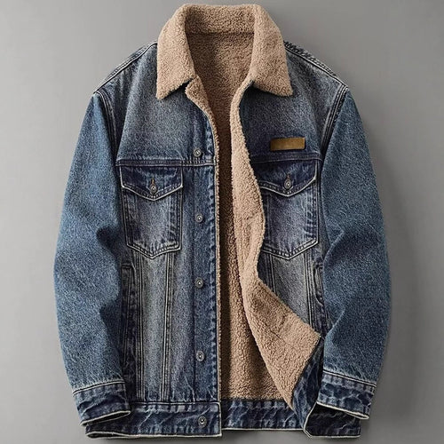 Herren Lässige Denimjacke mit Fleecefutter Echoarchiv 1788342512