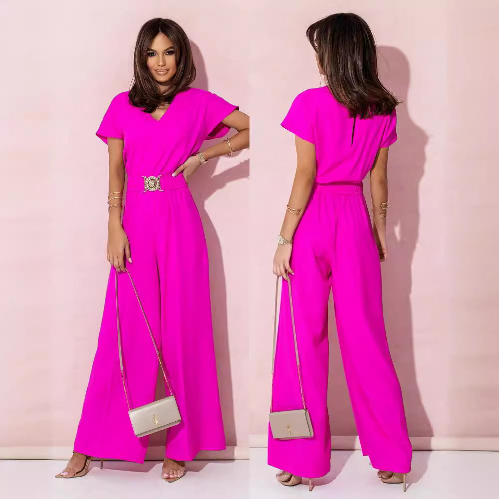 Damen Jumpsuit mit weitem Bein und trendigem Gürtel Echoarchiv