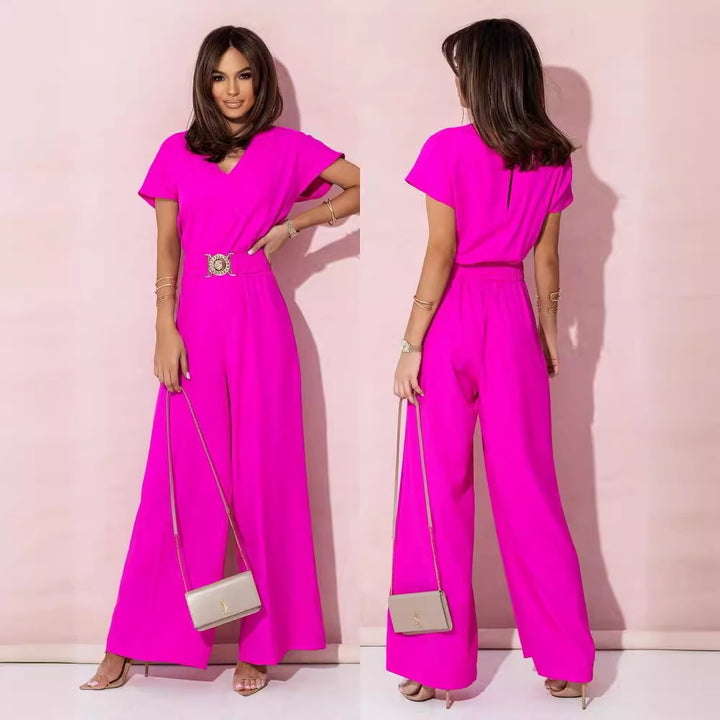 Damen Jumpsuit mit weitem Bein und trendigem Gürtel Echoarchiv