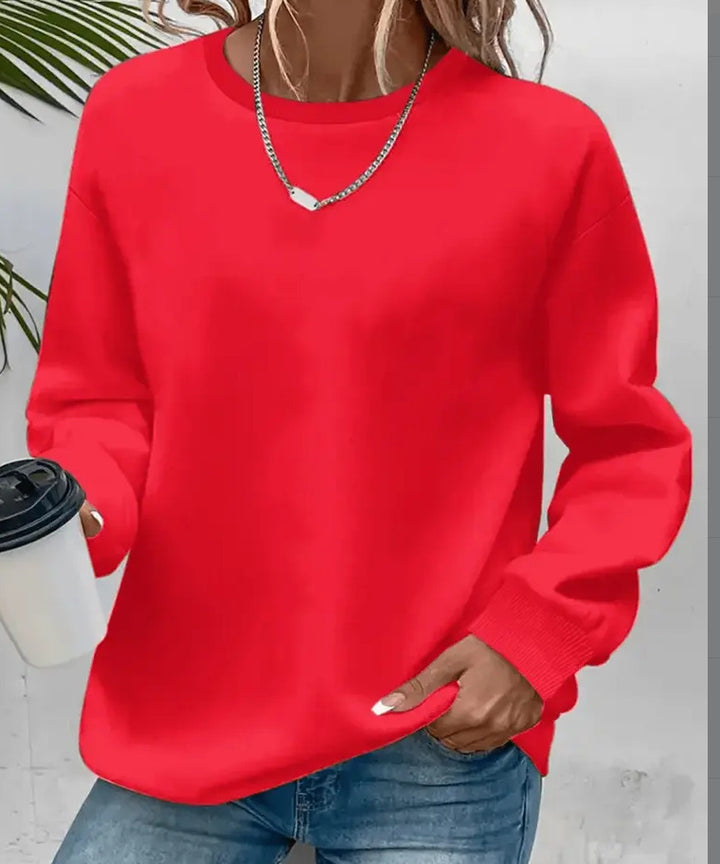 Damen Oversized Rundhals-Sweatshirt mit überschnittener Schulter, weichem Fleece-Innenfutter und gerippten Bündchen – Avérine