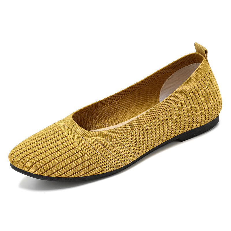Damen nan gestrickter Ballerina-Slip-On mit sockenähnlichem Schaft, Memory-Komfortfußbett und flexibler rutschfester Laufsohle Echo Archiv