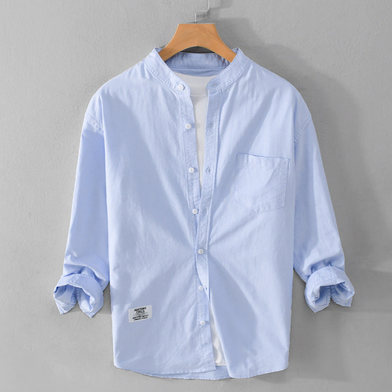 Herren Stehkragen-Overshirt aus Baumwollmix mit Brusttasche und entspannter Passform Echoarchiv