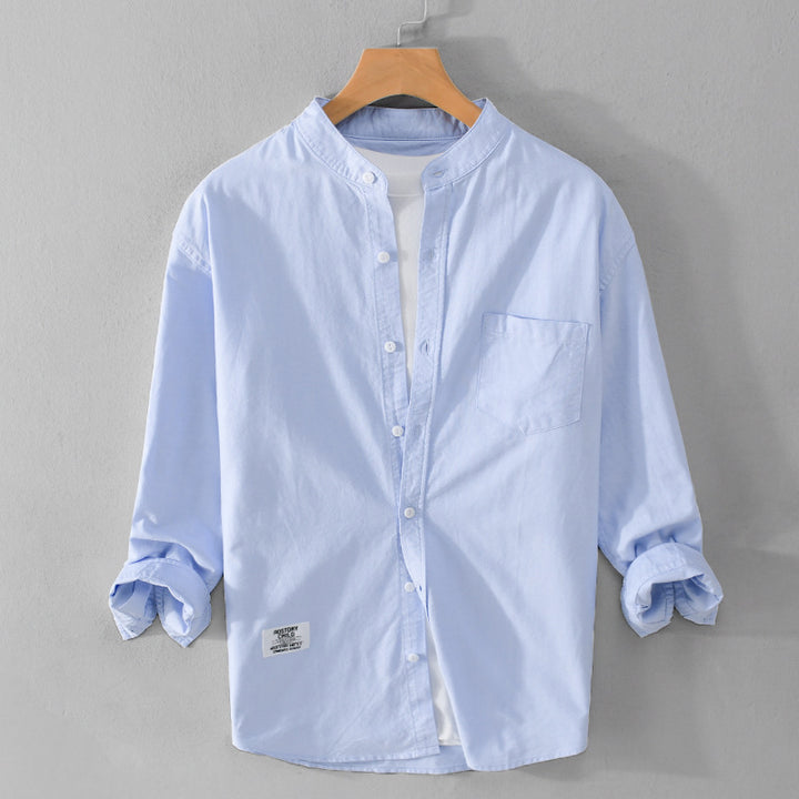 Herren Stehkragen-Overshirt aus Baumwollmix mit Brusttasche und entspannter Passform Echoarchiv