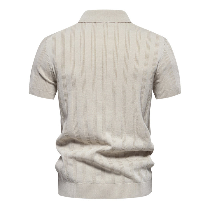 Herren Kurzarm Polo-Shirt mit strukturiertem Streifenmuster Echoarchiv