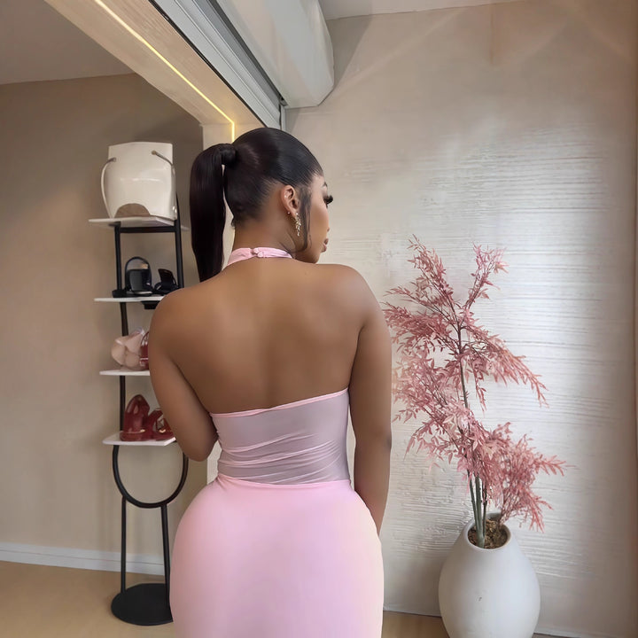 Damen Mini-Kleid mit Raffungen und transparentem Oberteil Echo Archiv