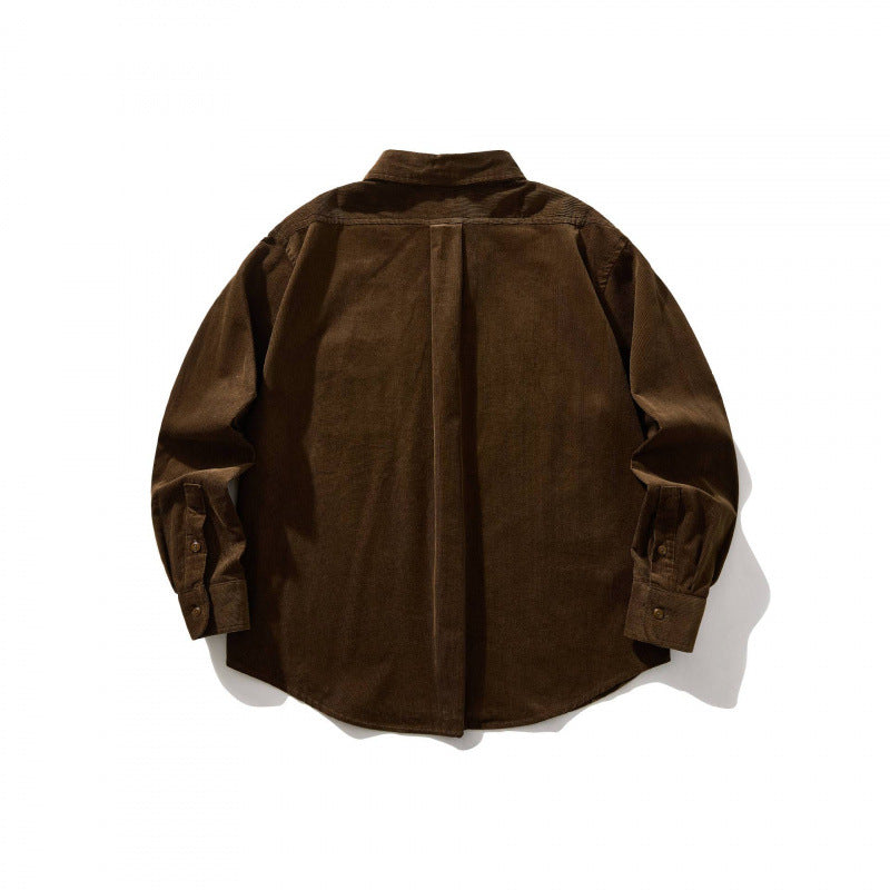 Unisex Kastenförmiges Cord-Hemd im Overshirt-Stil mit Button-Down-Kragen und aufgesetzter Brusttasche Echo Archiv