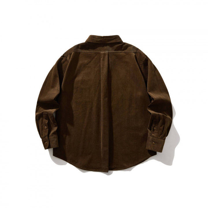 Unisex Kastenförmiges Cord-Hemd im Overshirt-Stil mit Button-Down-Kragen und aufgesetzter Brusttasche Echo Archiv