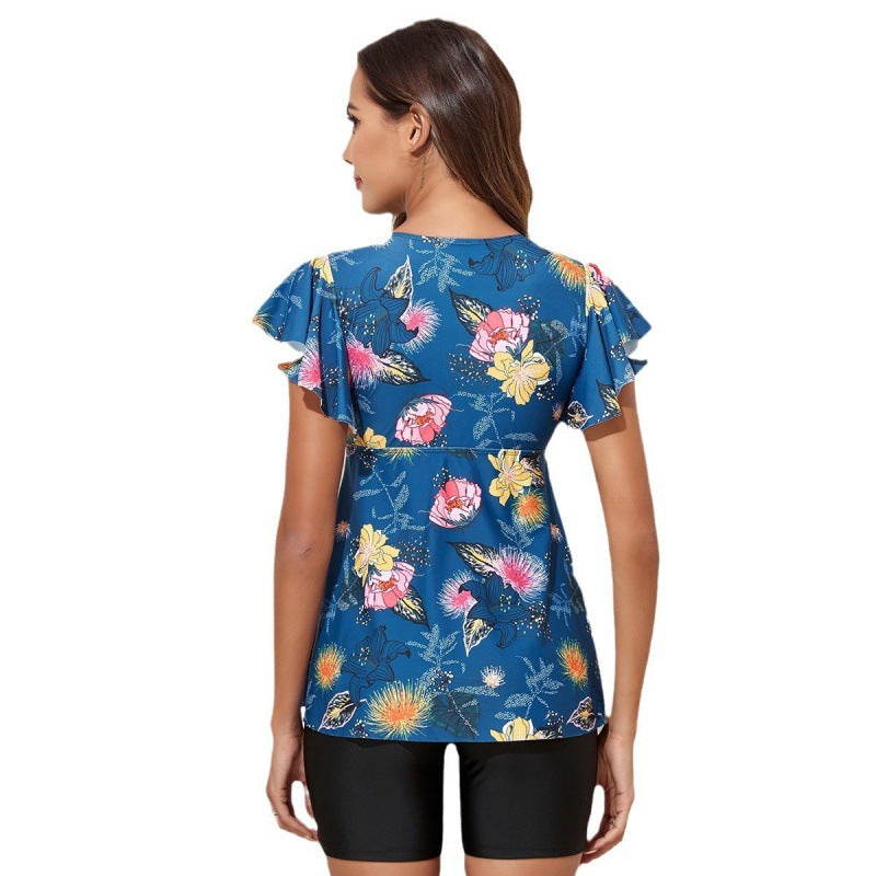 Damen Badeoberteil mit floralem Design und voluminösen Rüschendetails Echo Archiv