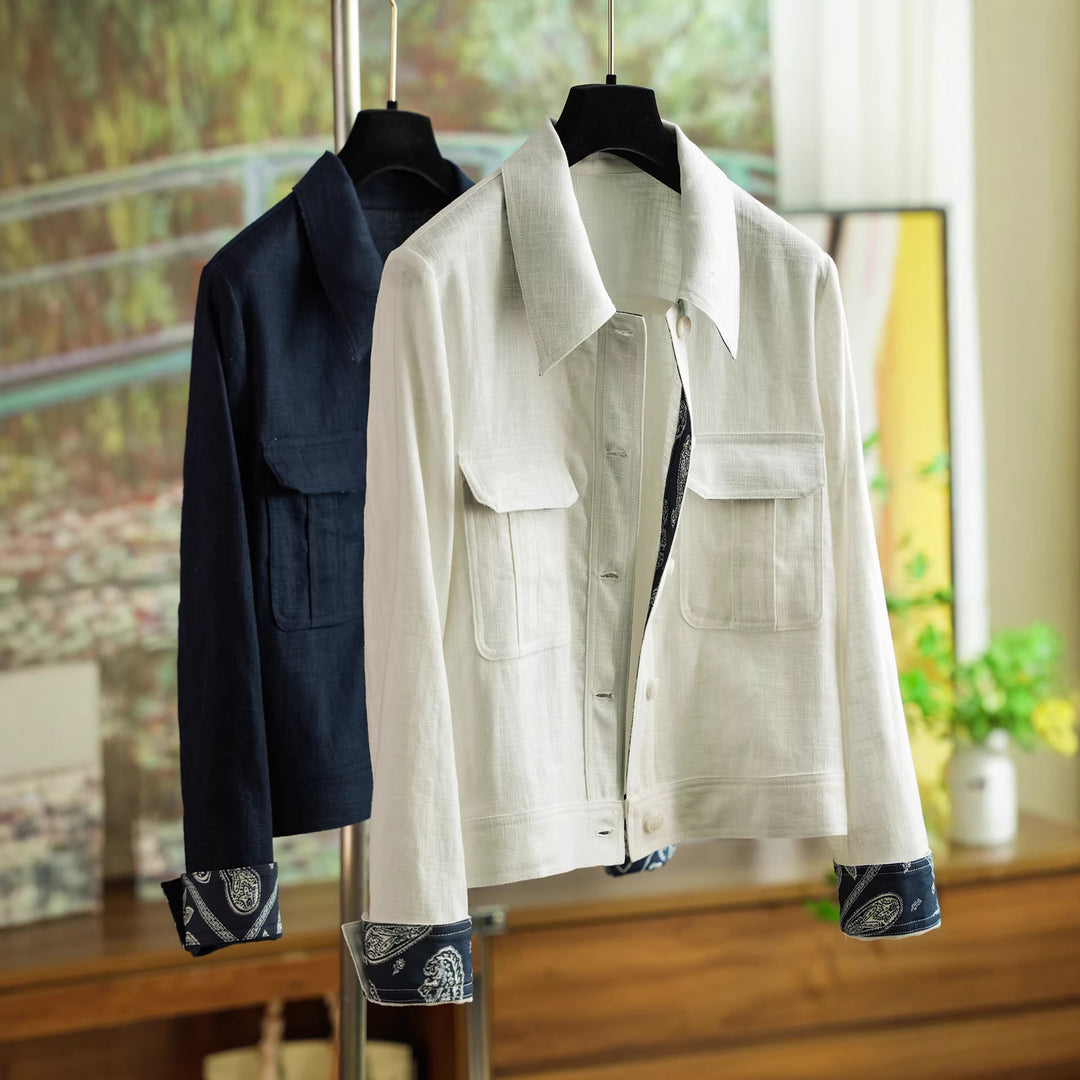 Damen Modische Baumwolljacke mit asymmetrischem Kragen Echoarchiv