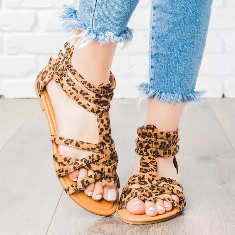 Damen Boho-Sandalen mit verstellbaren Knöchelriemen und Ethno‑Print – Sorelia