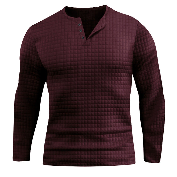 Herren Langarmshirt mit strukturiertem Design und modischem Knopfverschluss Echoarchiv