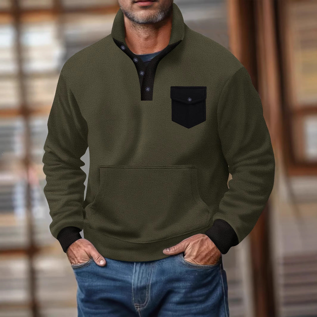 Herren lässiger Pullover mit funktionaler Brusttasche Echoarchiv