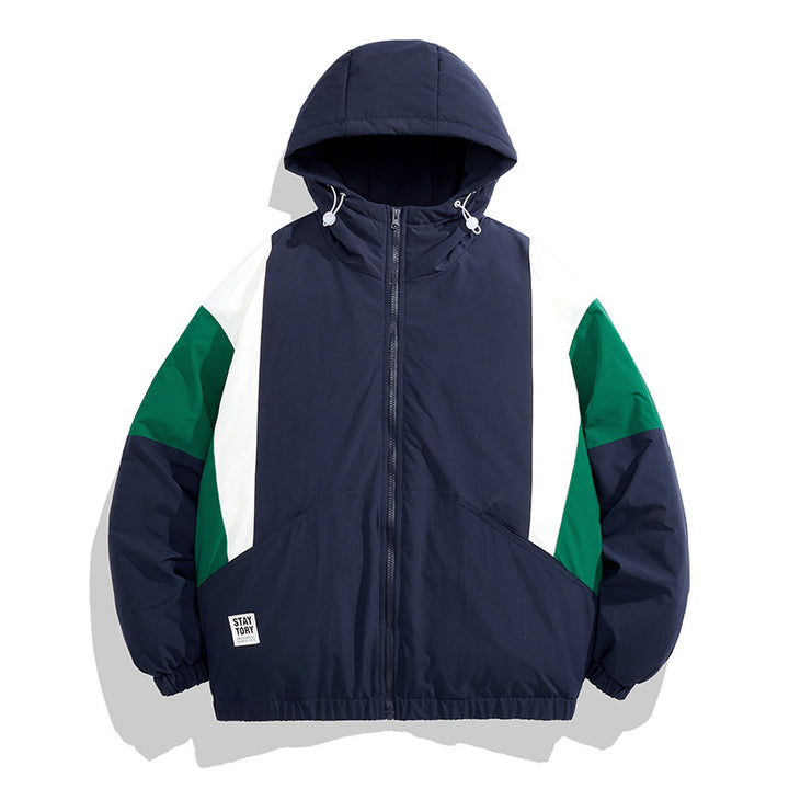 Unisex Kapuzen‑Steppjacke im Colorblock‑Look mit elastischem Saum, Kängurutaschen & leichtem Thermofutter Echoarchiv