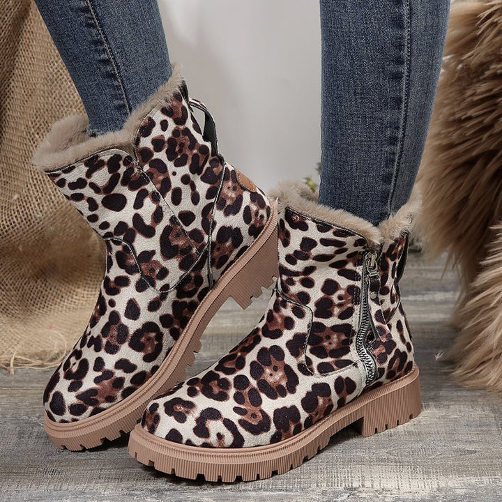 Damen  gefütterte Kurzstiefel aus Veloursoptik mit Teddy-Futter und seitlichem Reißverschluss Echo Archiv