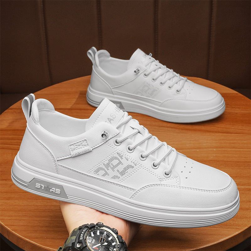 Herren minimalistische Kunstleder-Sneaker mit belüfteter Zehenperforation und gepolsterter Fersenschlaufe – Norré