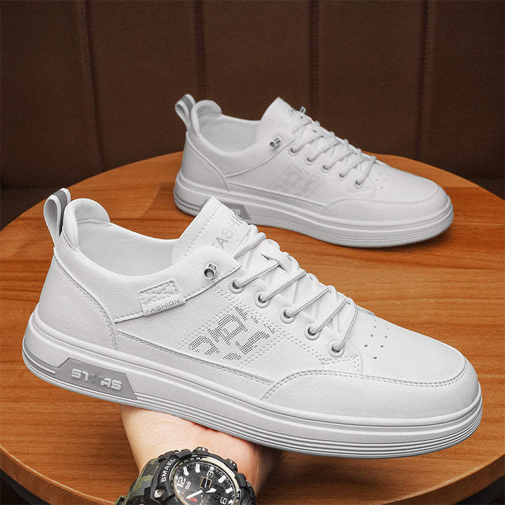 Herren minimalistische Kunstleder-Sneaker mit belüfteter Zehenperforation und gepolsterter Fersenschlaufe – Norré