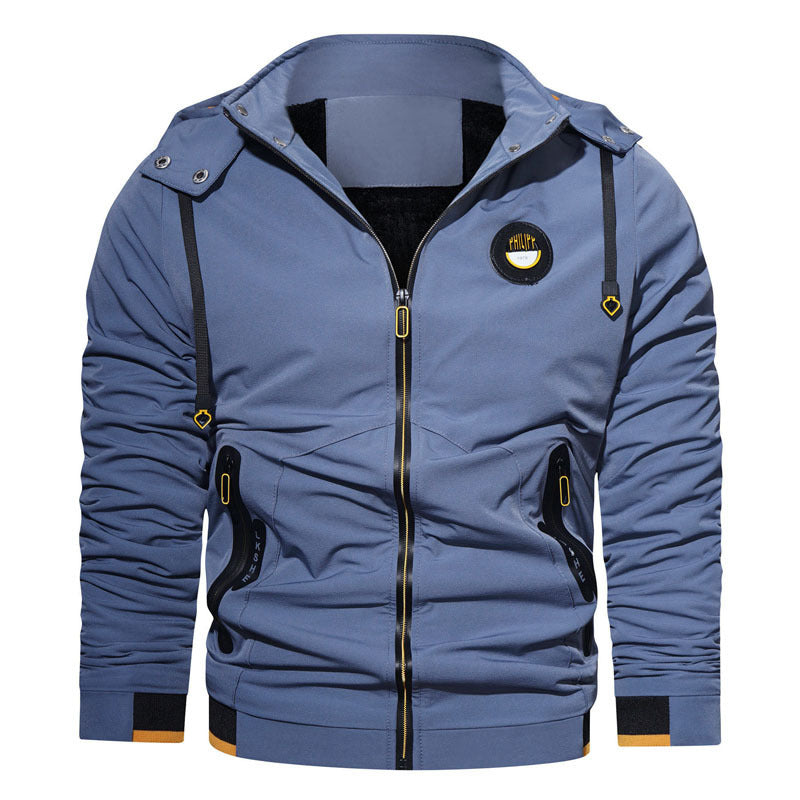 Herren leichte Kapuzenjacke im urbanen Tech‑Style mit wasserabweisenden Reißverschlüssen – Taviero