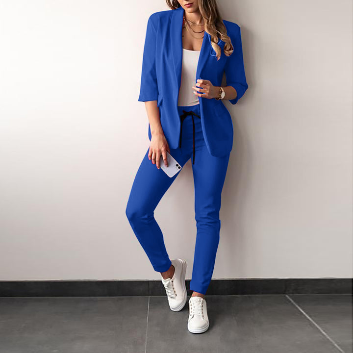Damen nan zweiteiliges Blazer-Jogger-Set mit tailliertem Blazer und elastischer Bundhose Echo Archiv
