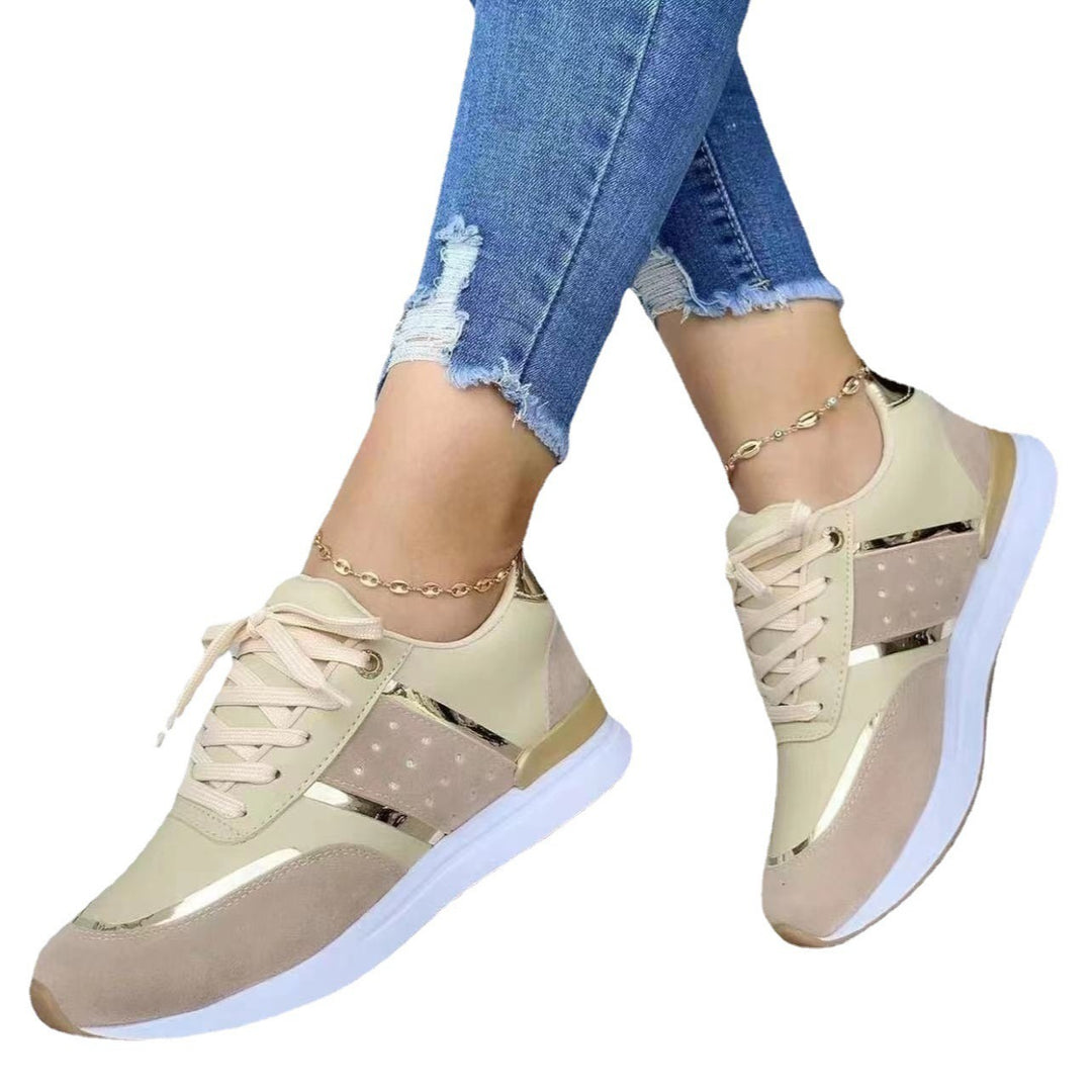 Damen Trendige Plateau-Sneaker mit Metallic-Akzenten und gepolsterter Komfortsohle – Névara
