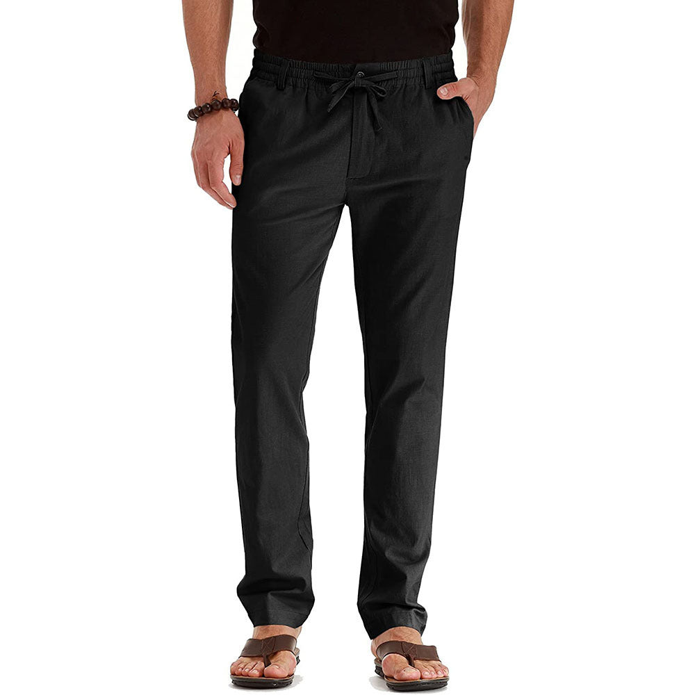Herren Relaxed Fit Leinenhose mit elastischem Bund und komfortabler Passform Echoarchiv