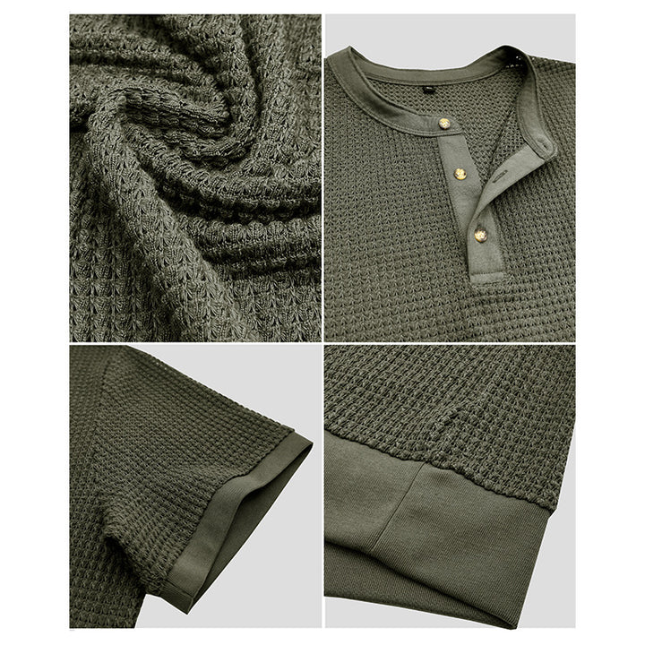 Herren Kurzarm-Henley-Shirt mit strukturiertem Design und edler Knopfleiste Echoarchiv