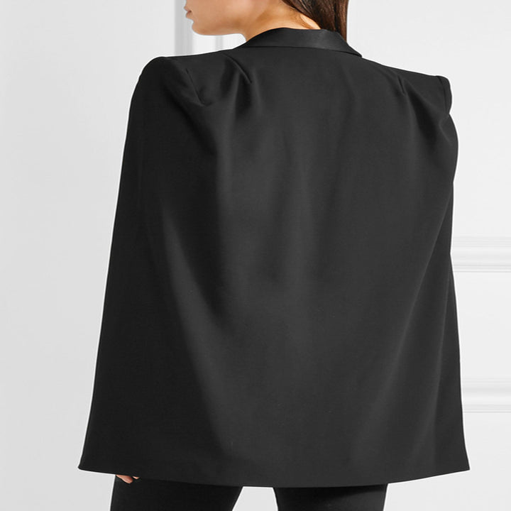 Damen Taillierter Abend-Capeblazer mit Satin-Schalkragen und Cape-Ärmeln Echoarchiv