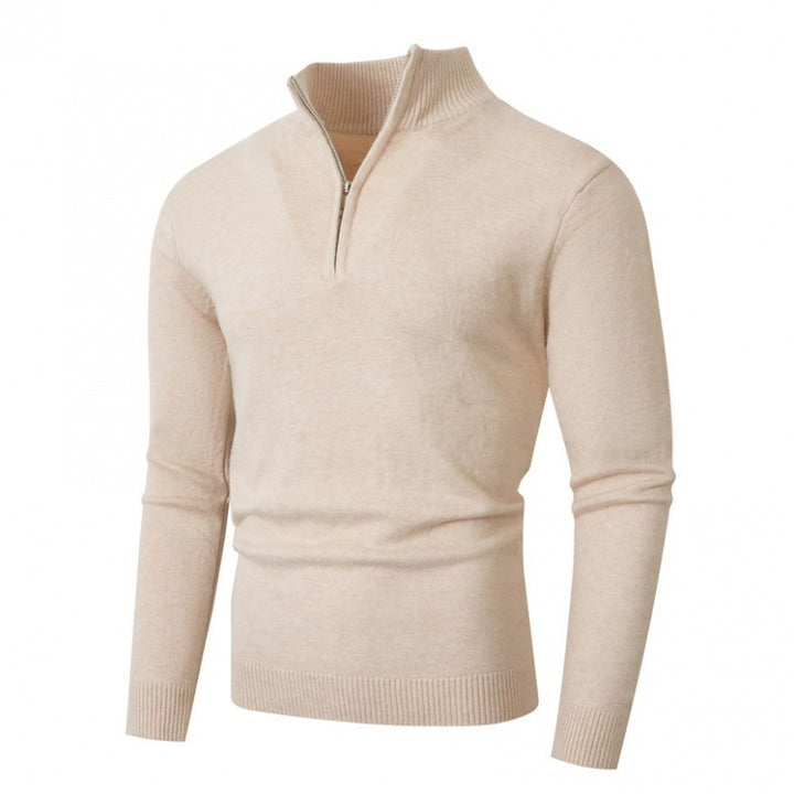 Herren modischer Strickpullover mit hohem Kragen und Reißverschluss Echoarchiv