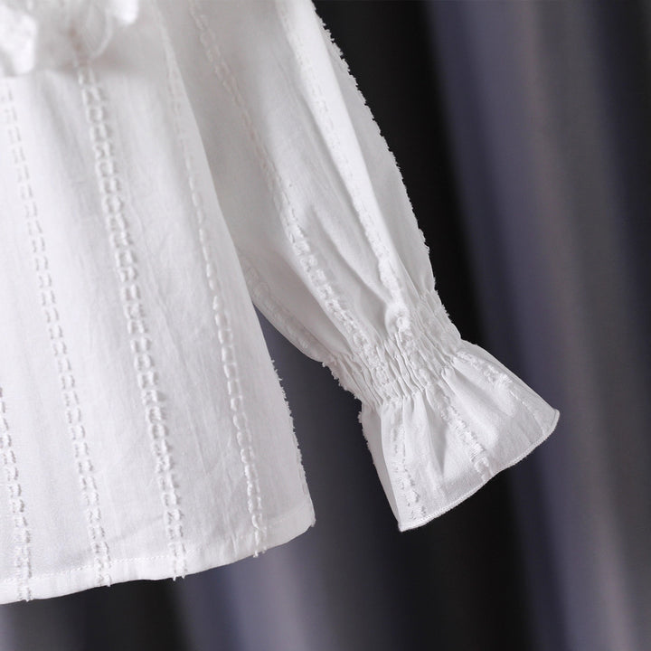 Damen verspielte Bluse mit voluminösem Kragen Echo Archiv