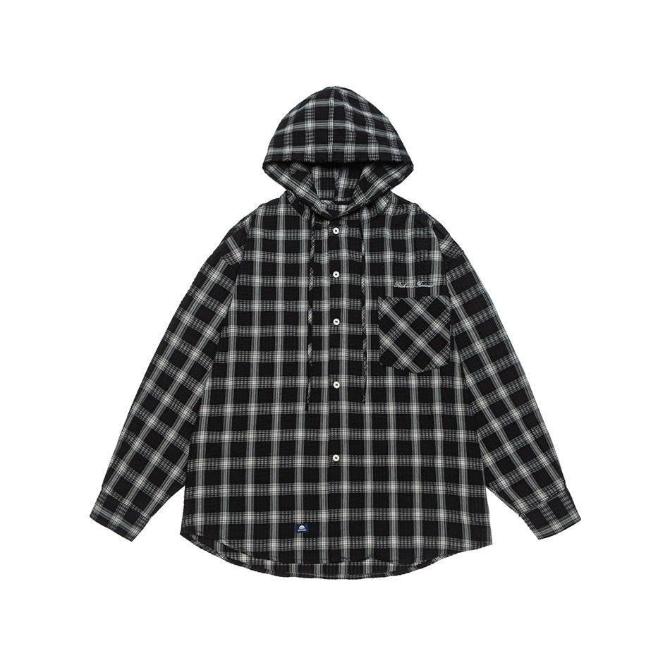 Unisex Kapuzen‑Overshirt im karierten Flanell‑Look mit Brusttasche und Knopfleiste Echoarchiv