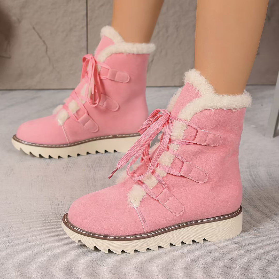 Damen  kurze gefütterte Schnürboots mit Teddyfutter, gesteppter Laufsohle und ergonomischem Komfortfußbett Echo Archiv